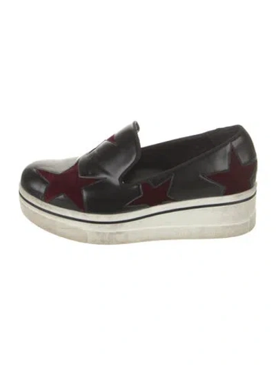 Pre-owned Stella Mccartney Vegetarian Leather Graphic Print Sneakers In Black