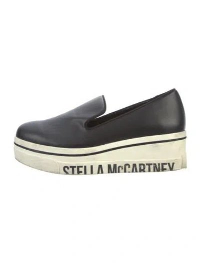 Pre-owned Stella Mccartney Vegetarian Leather Grosgrain Trim Loafers In Black