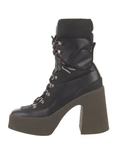 Pre-owned Stella Mccartney Vegetarian Leather Lace-up Boots In Black