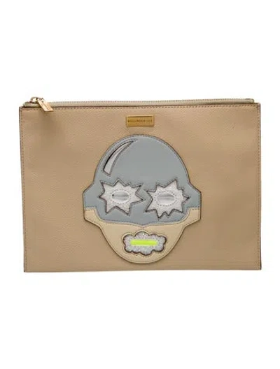 Pre-owned Stella Mccartney Vegetarian Leather Portfolio In Neutral