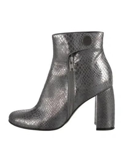 Pre-owned Stella Mccartney Vegetarian Leather Printed Boots In Gray