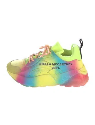 Pre-owned Stella Mccartney Vegetarian Leather Printed Chunky Sneakers In Green