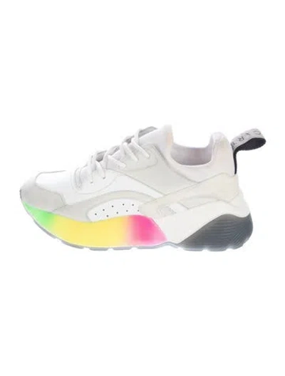 Pre-owned Stella Mccartney Vegetarian Leather Printed Chunky Sneakers In White
