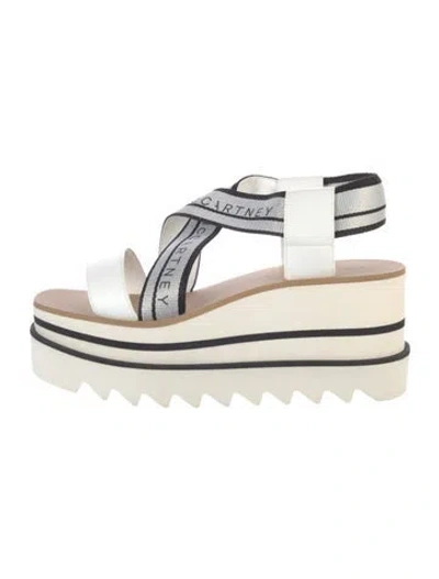 Pre-owned Stella Mccartney Vegetarian Leather Printed Sandals In White