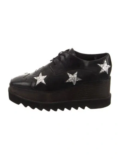 Pre-owned Stella Mccartney Vegetarian Leather Printed Sneakers In Black