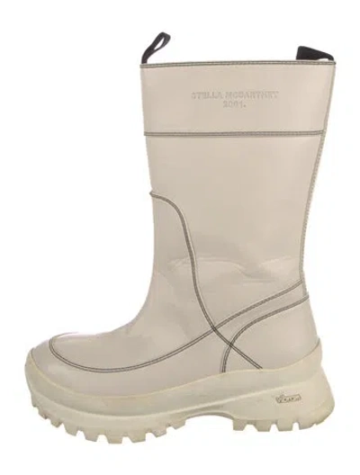 Pre-owned Stella Mccartney Vegetarian Leather Rain Boots In Neutral