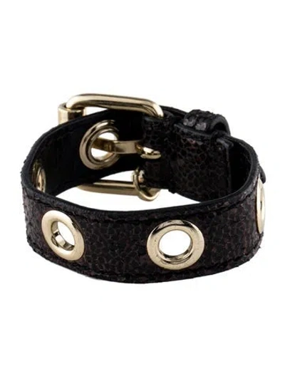 Pre-owned Stella Mccartney Vegetarian Leather Riveted Wrap Bracelet In Black