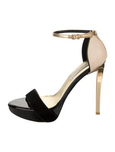 Pre-owned Stella Mccartney Vegetarian Leather Sandals In Black