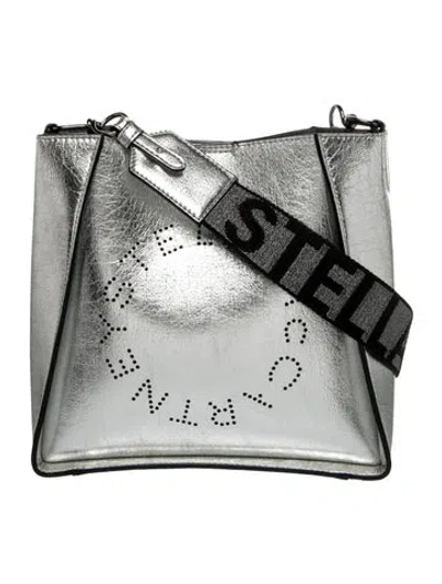 Pre-owned Stella Mccartney Vegetarian Leather Shoulder Bag In Silver