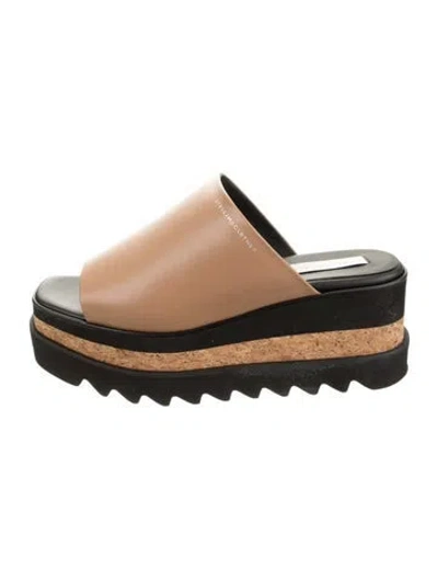 Pre-owned Stella Mccartney Vegetarian Leather Slides In Black/brown