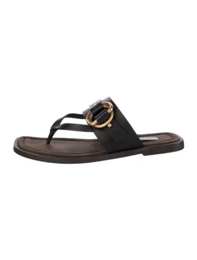 Pre-owned Stella Mccartney Vegetarian Leather Slides In Brown