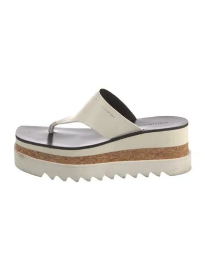 Pre-owned Stella Mccartney Vegetarian Leather Slides In White