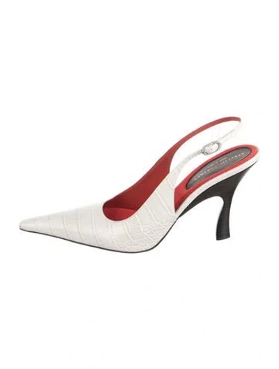 Pre-owned Stella Mccartney Vegetarian Leather Slingback Pumps In White
