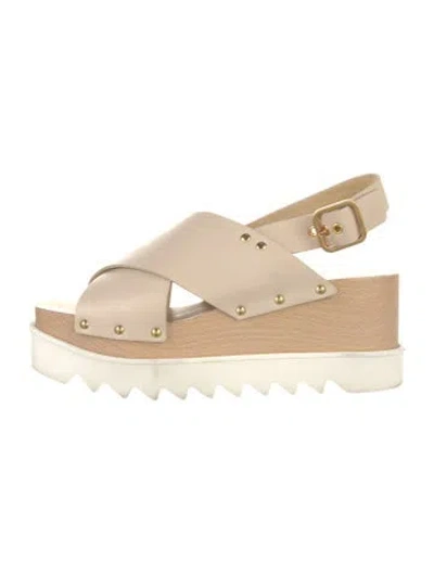 Pre-owned Stella Mccartney Vegetarian Leather Slingback Sandals In Brown