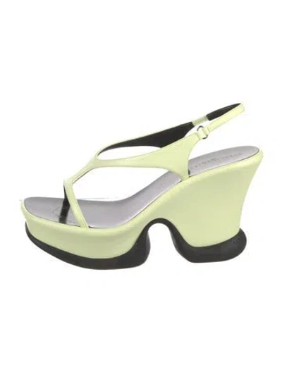 Pre-owned Stella Mccartney Vegetarian Leather Slingback Sandals In Green