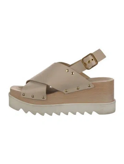Pre-owned Stella Mccartney Vegetarian Leather Slingback Sandals In Neutral