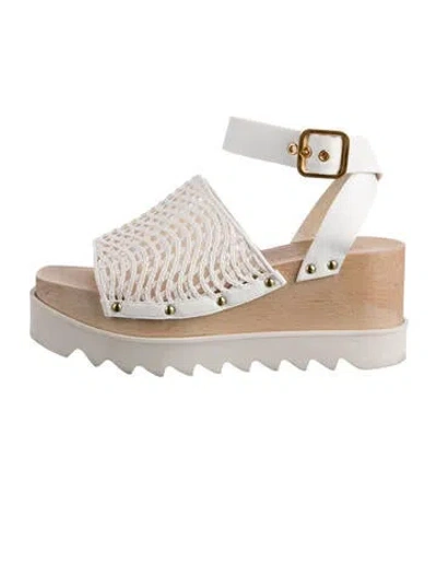 Pre-owned Stella Mccartney Vegetarian Leather Slingback Sandals In White