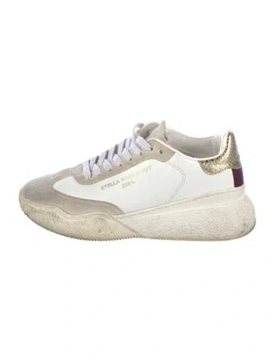 Pre-owned Stella Mccartney Vegetarian Leather Sneakers In Metallic/white