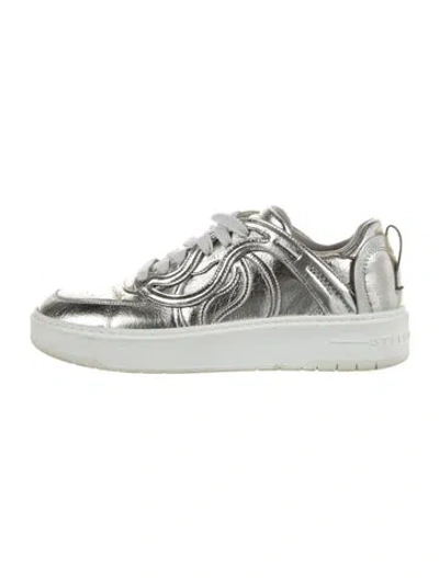 Pre-owned Stella Mccartney Vegetarian Leather Sneakers In Silver