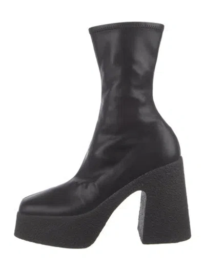 Pre-owned Stella Mccartney Vegetarian Leather Sock Boots In Black