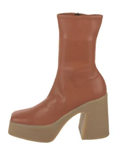 Pre-owned Stella Mccartney Vegetarian Leather Sock Boots In Brown