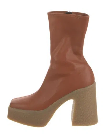 Pre-owned Stella Mccartney Vegetarian Leather Sock Boots In Neutral