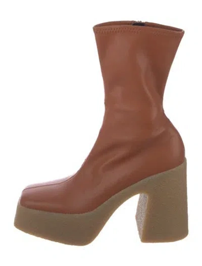 Pre-owned Stella Mccartney Vegetarian Leather Sock Boots In Neutral