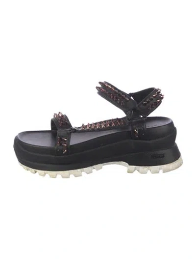Pre-owned Stella Mccartney Vegetarian Leather Studded Accents Espadrilles In Black