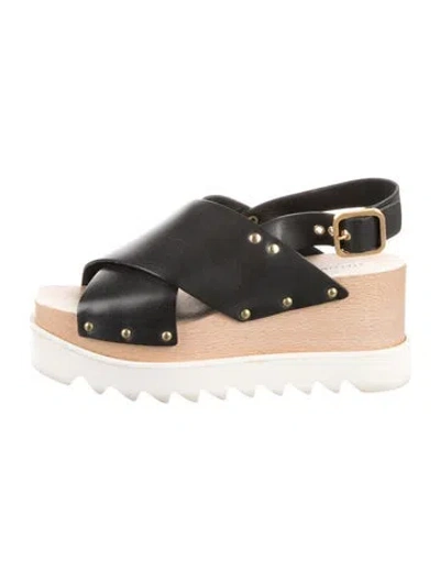 Pre-owned Stella Mccartney Vegetarian Leather Studded Accents Slingback Sandals In White