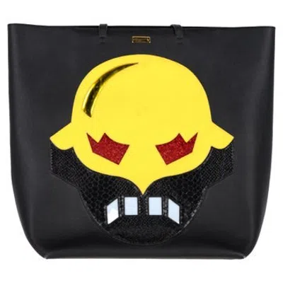 Pre-owned Stella Mccartney Vegetarian Leather Superstellaheroes Tote Canary In Black