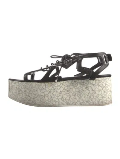 Pre-owned Stella Mccartney Vegetarian Leather T-strap Sandals In Black