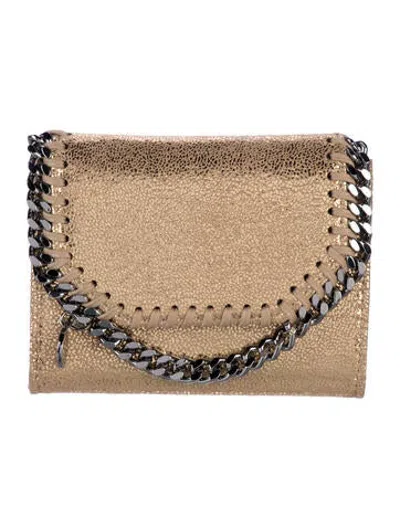 Pre-owned Stella Mccartney Vegetarian Leather Wallet In Gold/metallic