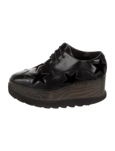 Pre-owned Stella Mccartney Vegetarian Leather Wedge Sneakers In Black