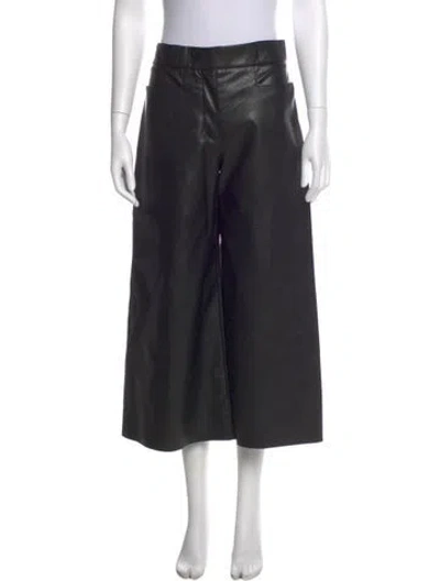 Pre-owned Stella Mccartney Vegetarian Leather Wide Leg Pants In Black
