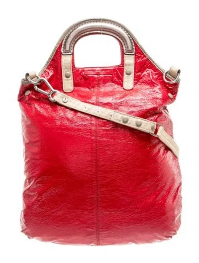 Pre-owned Stella Mccartney Vegetarian Patent Leather Bucket Bag In Red
