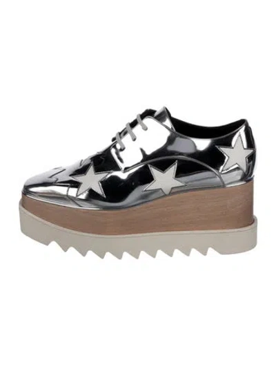 Pre-owned Stella Mccartney Vegetarian Patent Leather Patterned Wedge Sneakers