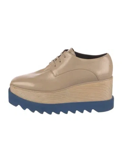 Pre-owned Stella Mccartney Vegetarian Patent Leather Wedge Sneakers In Brown