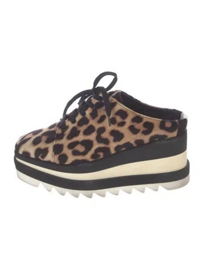 Pre-owned Stella Mccartney Vegetarian Suede Animal Print Chunky Sneakers In Black