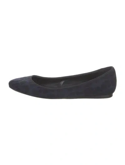 Pre-owned Stella Mccartney Vegetarian Suede Animal Print Flats In Blue