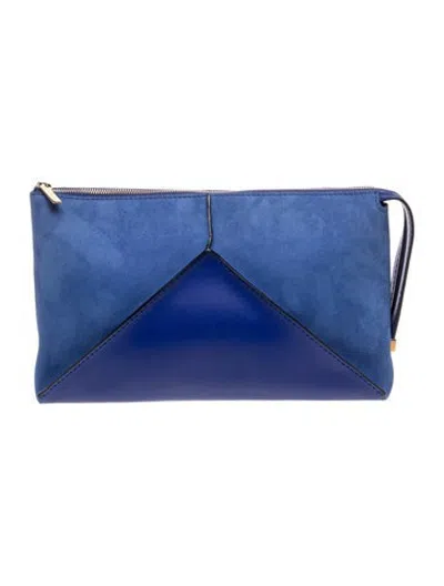 Pre-owned Stella Mccartney Vegetarian Suede Clutch In Blue