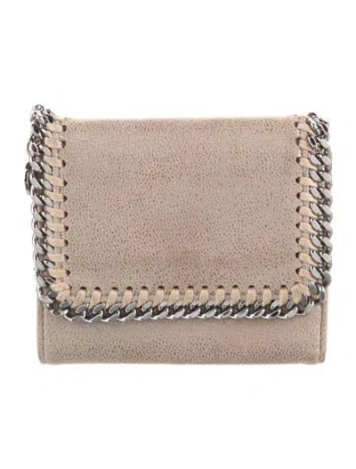 Pre-owned Stella Mccartney Vegetarian Suede Compact Wallet In Gray