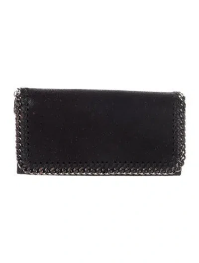 Pre-owned Stella Mccartney Vegetarian Suede Continental Wallet In Black