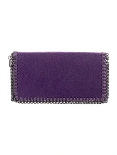 Pre-owned Stella Mccartney Vegetarian Suede Continental Wallet In Purple