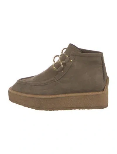 Pre-owned Stella Mccartney Vegetarian Suede Oxfords In Green