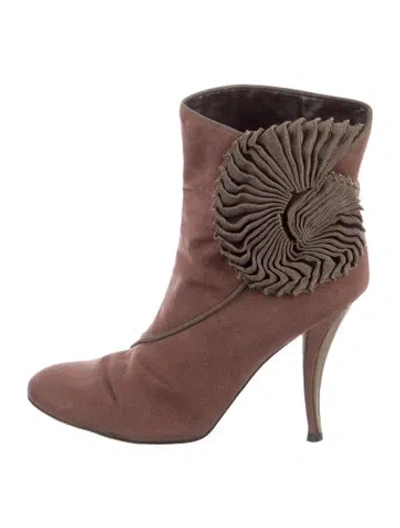 Pre-owned Stella Mccartney Vegetarian Suede Ruffle Embellishment Sock Boots In Brown