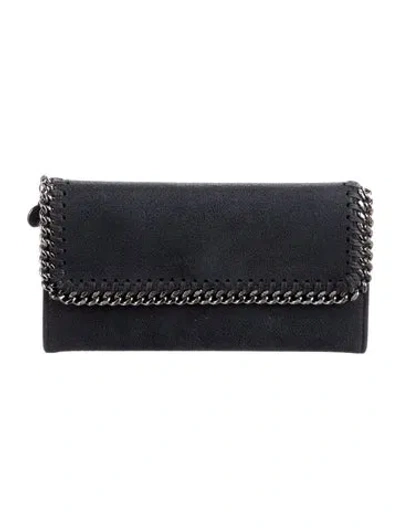 Pre-owned Stella Mccartney Vegetarian Suede Wallet In Black