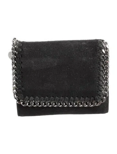 Pre-owned Stella Mccartney Vegetarian Suede Wallet In Black
