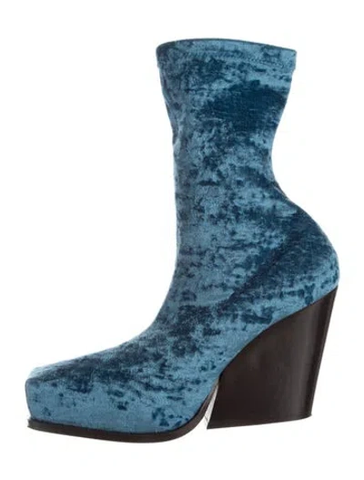Pre-owned Stella Mccartney Velvet Boots In Blue