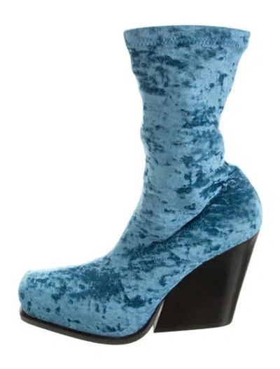 Pre-owned Stella Mccartney Velvet Boots In Blue