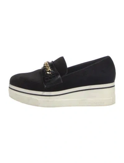 Pre-owned Stella Mccartney Velvet Chain-link Accents Sneakers In Black